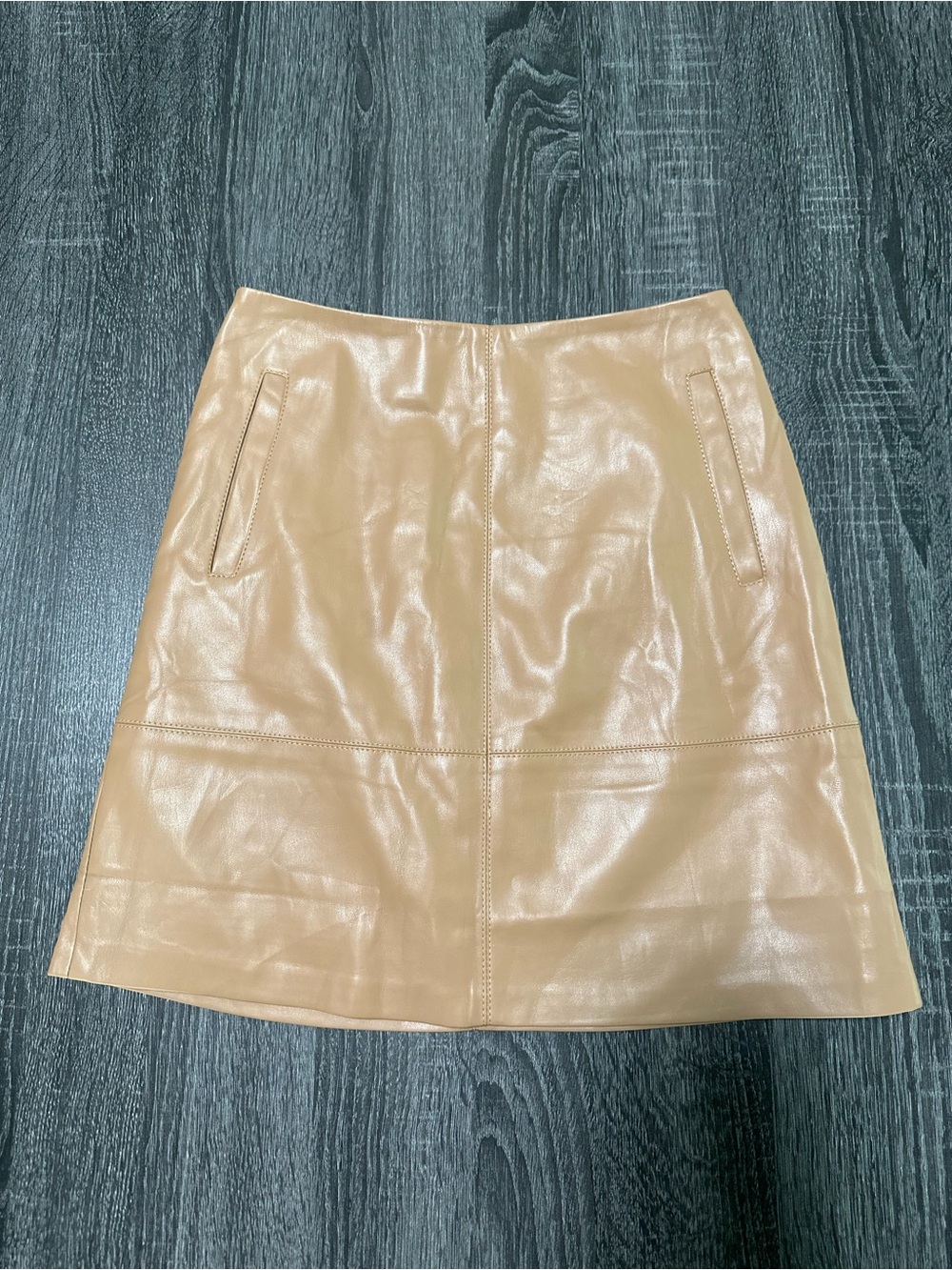 MINKPINK Camel Faux Leather A-Line Skirt